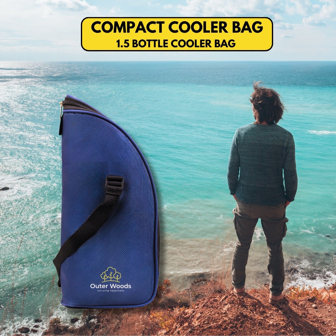 Outer Woods Insulated 1.5 Bottle Cooler Bag, with 2 Units of Ice Gel Pack, for Wine, Beer, Whisky, and All Kinds of Bottles