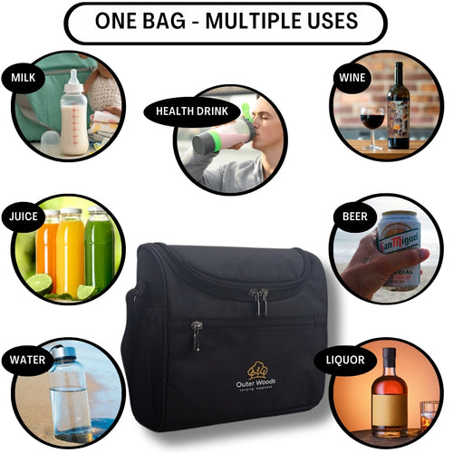 Outer Woods Insulated 8 Pint Bottle Bag, Fits 8 x 330 ml Pint Bottles, 6 to 8 Hours Cooling, Includes 4 Ice Gel Packs