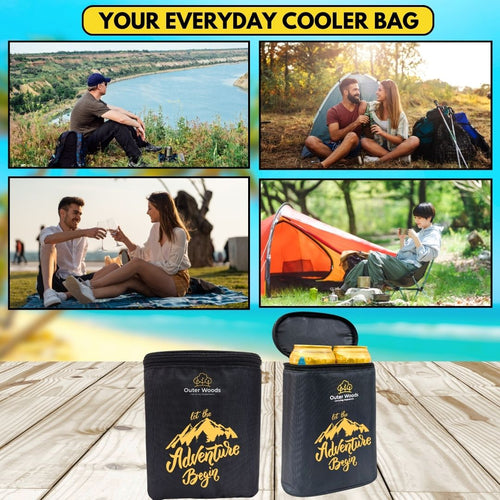 Outer Woods Insulated Beer Can Cooler Sleeve - Set of 4 | Fits 500ml Beer Can | Beer Can Cover (Coozie) with Easy Grip Band & Padded Fabric