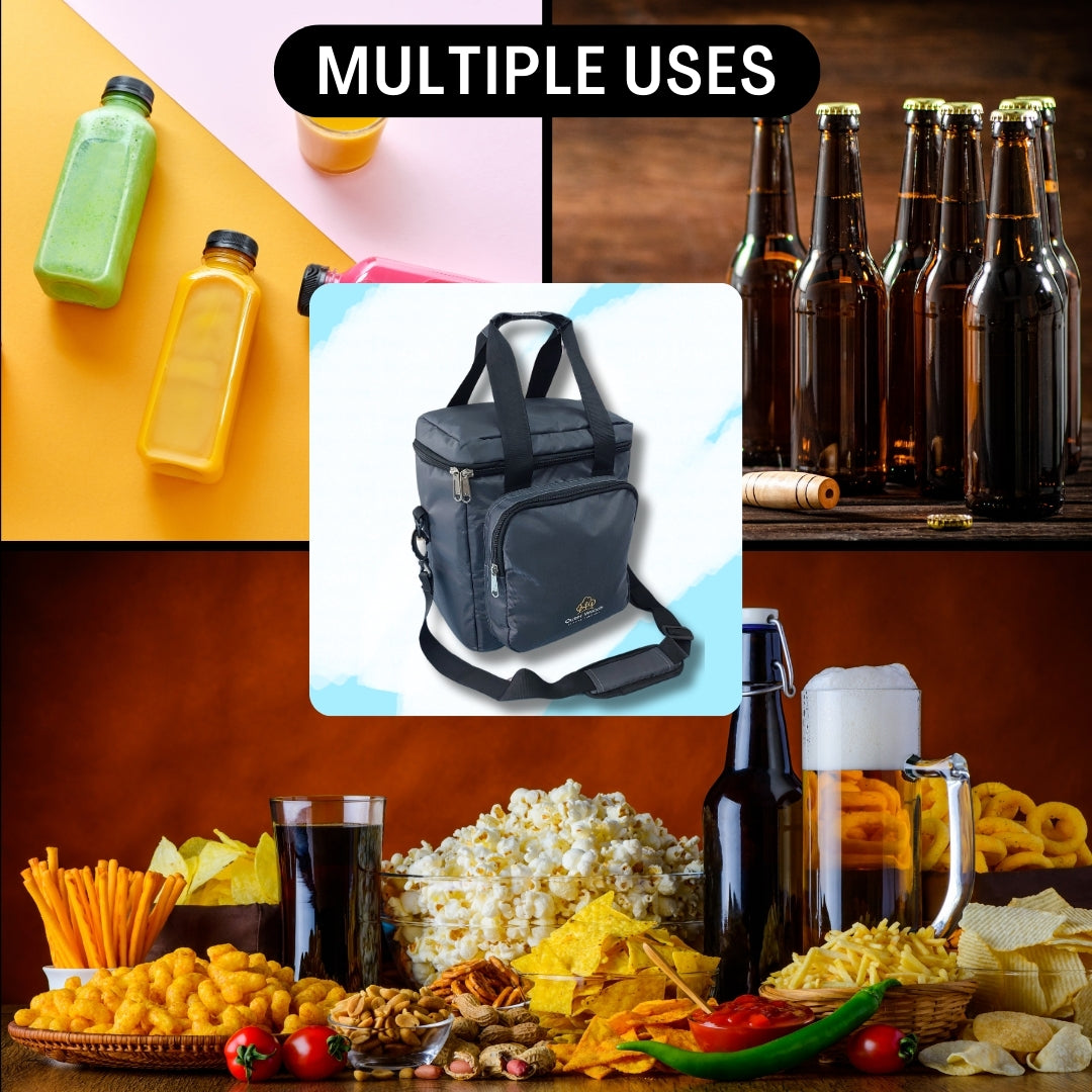 Outer Woods Insulated 6 Bottle Cooler Bag, with 6 Units of Ice Gel Packs, Wine Cooler Bag, Beer Cooler Bag, Insulated Bag, Fits 6 Full Size Bottles