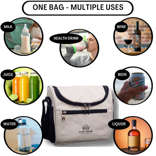 Outer Woods Insulated 8 Pint Bottle Bag, Fits 8 x 330 ml Pint Bottles, 6 to 8 Hours Cooling, Includes 4 Ice Gel Packs