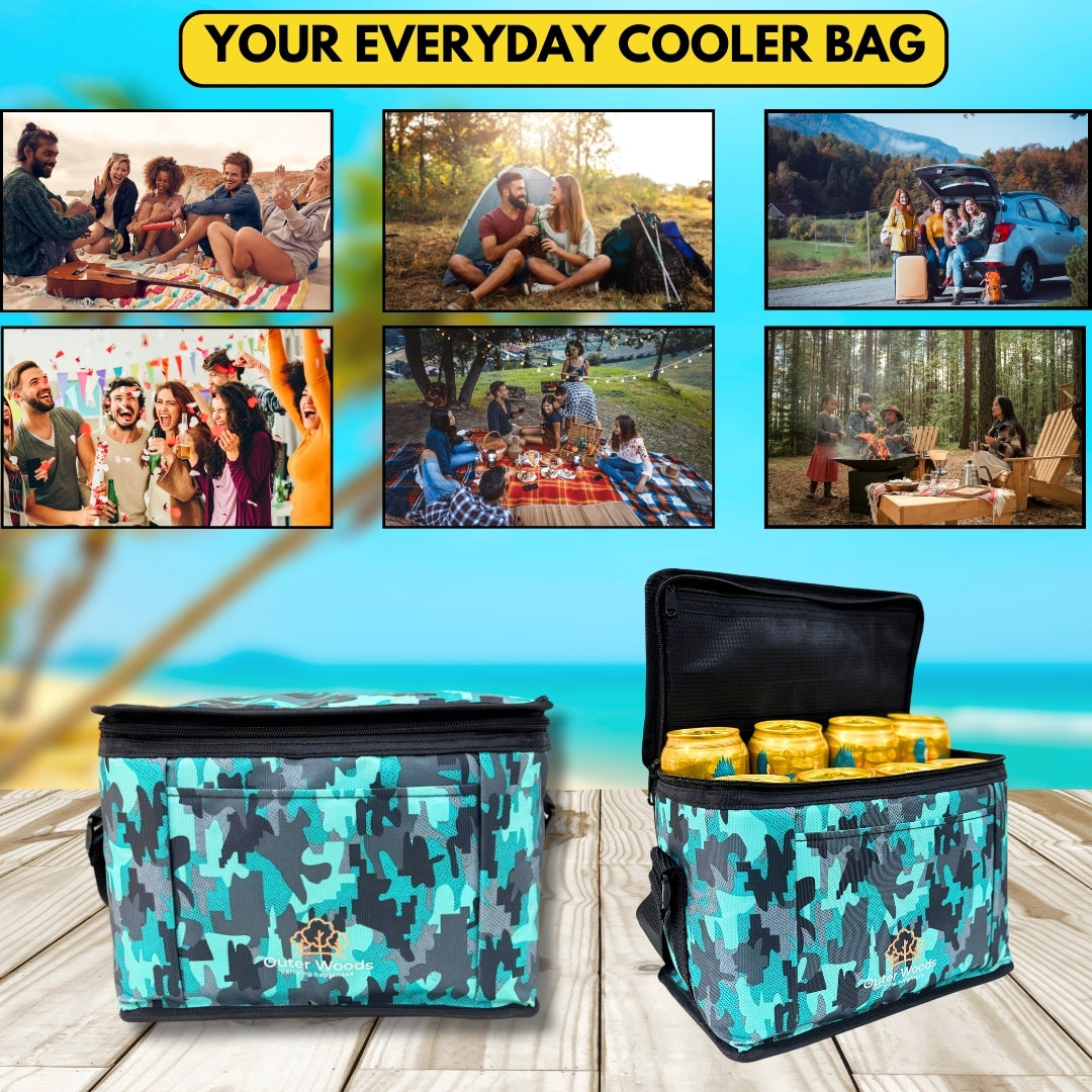 Outer Woods Insulated 8 Can Cooler Bag | Fits 8 x 500ml Beer Cans | Keep Drinks Cool for up to 10 Hours | Ideal for Carrying Beer, Soda, Juice, Milk and Water