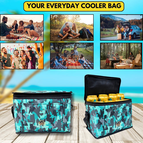 Outer Woods Insulated 8 Can Cooler Bag | Fits 8 x 500ml Beer Cans | Keep Drinks Cool for up to 10 Hours | Ideal for Carrying Beer, Soda, Juice, Milk and Water
