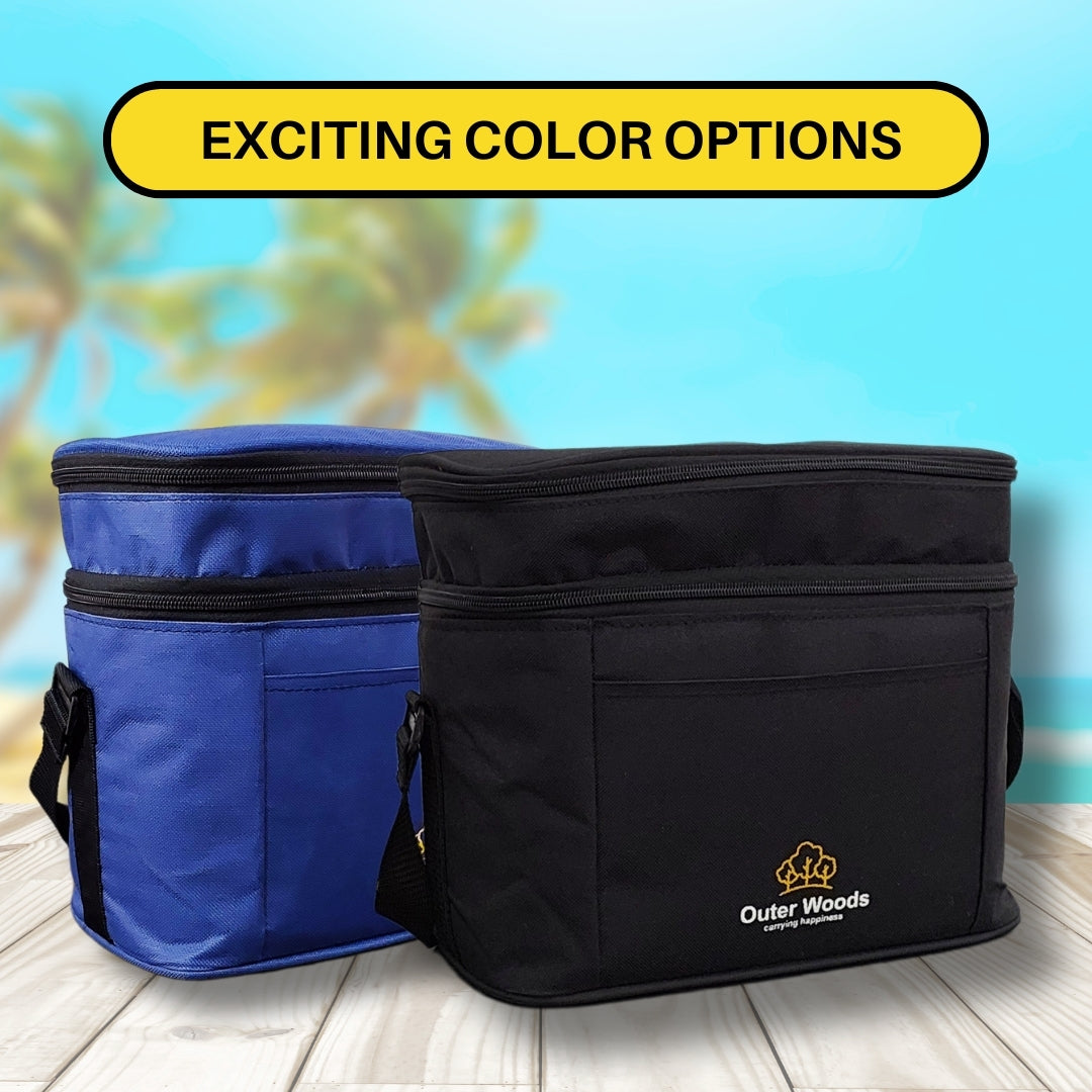 Outer Woods Insulated 6 Can Cooler Bag Dual Compartment, Fits 6 x 500ml Beer Cans & Snacks, Keeps Beer Cans Cool for up to 10 Hours, Ideal for Carrying Food, Beer, Soda, Juice and Milk