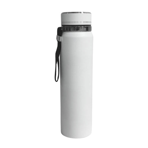 SuperGeneriX 1000ml Stainless Steel Water Bottle with Carry Rope | Leak Proof Double Walled Vacuum Insulated Thermosteel Water Bottle, Drinking Bottle for Office, Gym & Travel (1000ml, White)