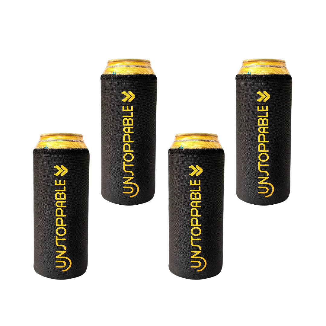 Outer Woods Insulated Beer Can Cooler Sleeve - Set of 4 | Fits 500ml Beer Can | Beer Can Cover (Coozie) with Easy Grip Band & Padded Fabric