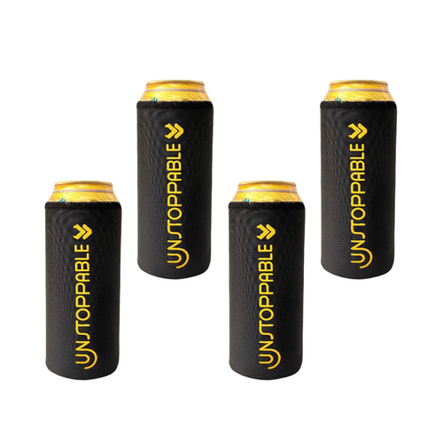 Outer Woods Insulated Beer Can Cooler Sleeve - Set of 4 | Fits 500ml Beer Can | Beer Can Cover (Coozie) with Easy Grip Band & Padded Fabric