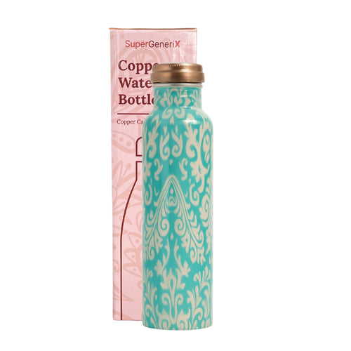 SuperGeneriX Copper Water Bottle (1 Litre), Leakproof, Pure Copper Water Bottle, Tamba Bottles, Authentic, Durable Bottle for Everyday Use (Abstract Green)