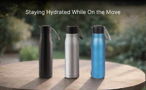 SuperGeneriX 500ml Stainless Steel Water Bottle with Carry Rope | Leak Proof Double Walled Vacuum Insulated Thermosteel Water Bottle, Matte Finish Drinking Bottle for Office & Travel (500ml, Silver)