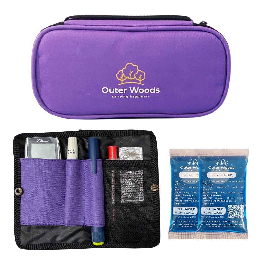 Outer Woods Insulin Cooling Travel Pouch with Two Ice Gel Packs, Cold Pack for Insulin, Insulin Carrier Bag, Keeps Insulin Safe and Cool for 6 to 8 Hours