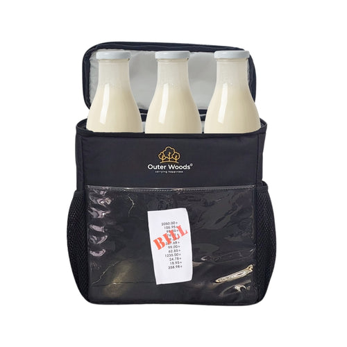 Outer Woods Door Hanging Cooler Bag, with Adjustable Bottle Slots, Suitable for Hot and Cold Items, Door Milk Bag, Water-Resistant Nylon