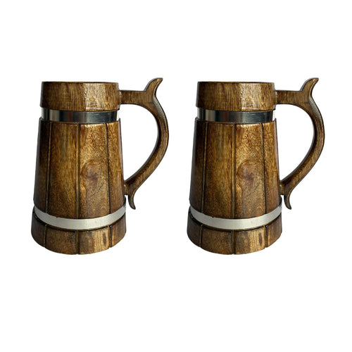 SuperGeneriX Beer Mug | Wooden Beer Mug | Craft Beer Mug | Barrel Shaped Jumbo Mug | Natural Beer Mug | Unique Beer Mug (Light Brown)