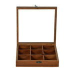 SuperGeneriX Wooden Spicebox with 9 Containers | Compact & Sustainable Masala Box with Spoon & Glass Lid for Kitchen | R