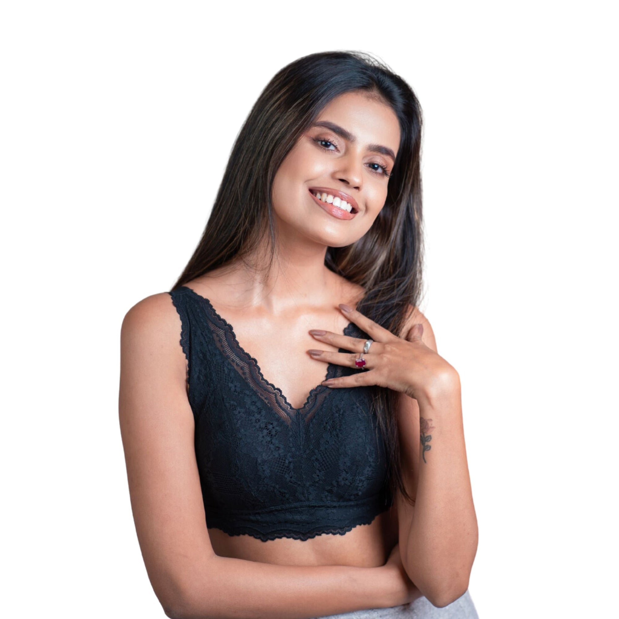 Women's Lace Bra Bralette Everyday Comfort Padded Bra for Women Non-Adjustable Strap with Back Hook Closure