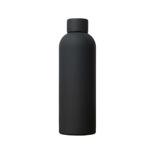 SuperGeneriX 17oz Matte Finish Stainless Steel Water Bottle | Vacuum Insulated Travel Bottle |12 hrs Hot & 18 hrs Cold| Smooth Rubber Finish Water Bottle (Black)