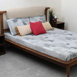 bellolin 100% Cotton 300TC King Size Bedsheet with 2 Pillow Covers (9ft x 9ft | 108 x 108 Inch | Grey, Geometric Pattern