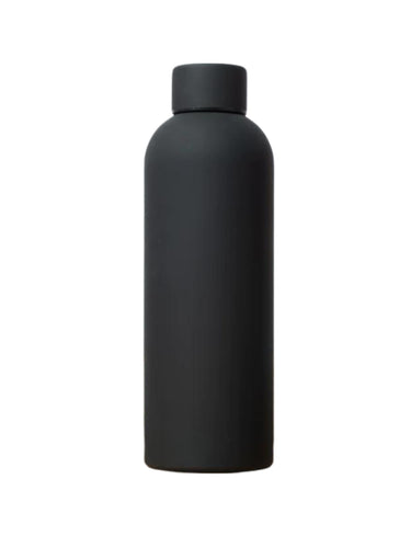 SuperGeneriX 17oz Matte Finish Stainless Steel Water Bottle | Vacuum Insulated Travel Bottle |12 hrs Hot & 18 hrs Cold| Smooth Rubber Finish Water Bottle (Black)