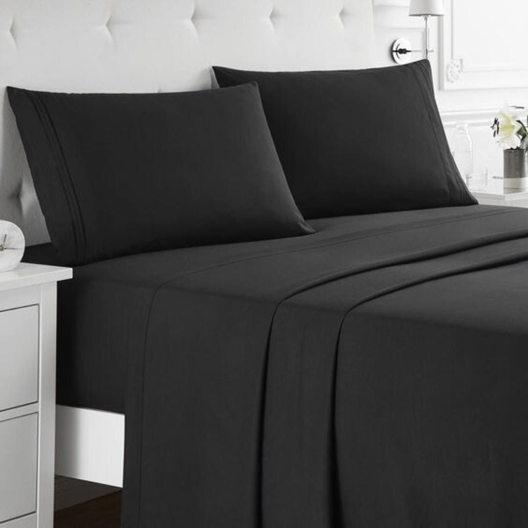 bellolin 100% Cotton Bed Sheet Set with Deep Pocket, 400 Thread Count Extra Soft Bed Sheet, Cooling Sheet with 2 Pillow Covers - 4 Piece Set