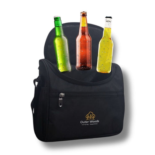 Outer Woods Insulated 8 Pint Bottle Bag, Fits 8 x 330 ml Pint Bottles, 6 to 8 Hours Cooling, Includes 4 Ice Gel Packs