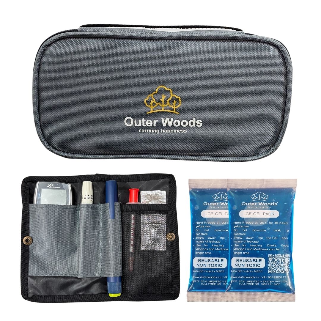 Outer Woods Insulin Cooling Travel Pouch with Two Ice Gel Packs, Cold Pack for Insulin, Insulin Carrier Bag, Keeps Insulin Safe and Cool for 6 to 8 Hours