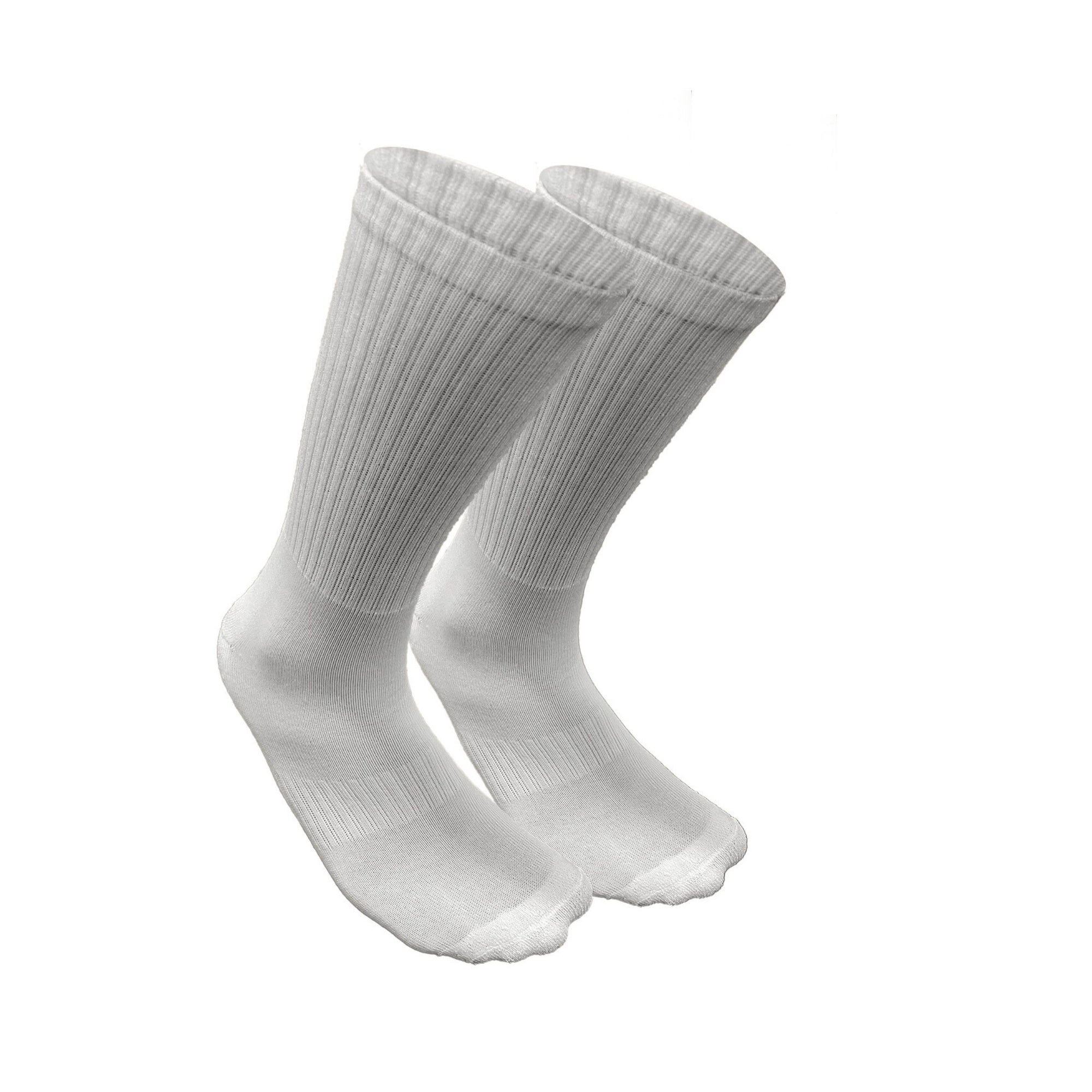 SuperGeneriX Athletic Crew Socks for Men | Crew Length Socks for Sports | Polyester Crew Length Socks | Pack of 6 (US, Alpha, One Size, Regular, Regular, 6, White)