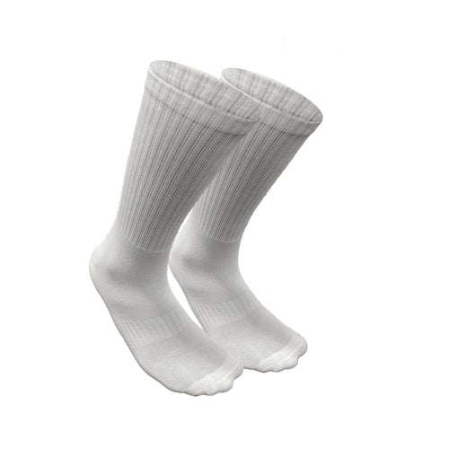 SuperGeneriX Athletic Crew Socks for Men | Crew Length Socks for Sports | Polyester Crew Length Socks | Pack of 6 (US, Alpha, One Size, Regular, Regular, 6, White)