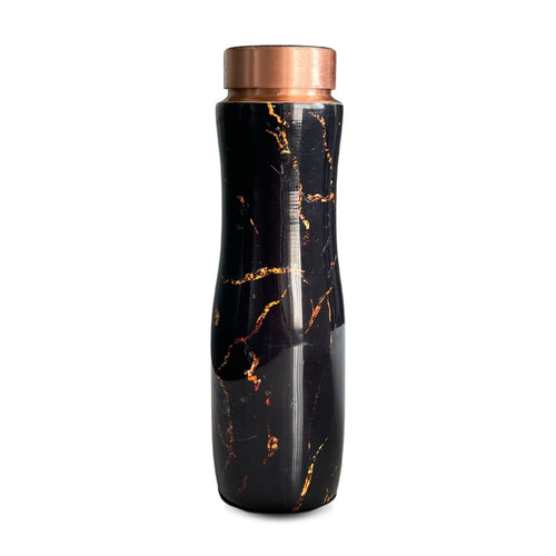 SuperGeneriX Copper Water Bottle (1 Litre), Leakproof, Pure Copper Water Bottle, Tamba Bottles, Authentic, Durable Bottle for Everyday Use (Black Marble)