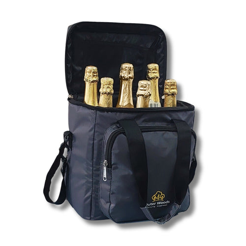 Outer Woods Insulated 6 Bottle Cooler Bag, with 6 Units of Ice Gel Packs, Wine Cooler Bag, Beer Cooler Bag, Insulated Bag, Fits 6 Full Size Bottles