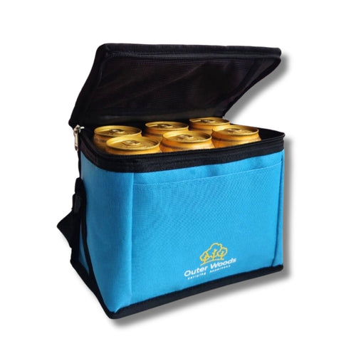 Outer Woods Insulated 6 Can Cooler Bag, Fits 6 x 500ml Beer Cans, Keep Cans Cool for up to 10 Hrs, with 2 Units of Ice Gel Packs