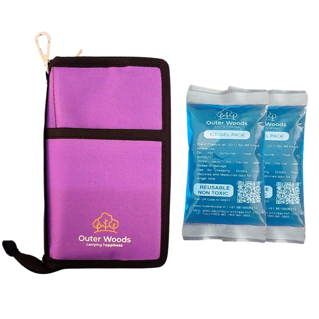 Outer Woods Nylon Insulin Cooling Wallet, Includes Two Ice Gel Packs, Black, Insulin Travel Pouch, Insulin Cooling Case