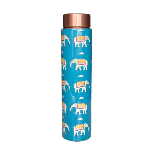 SuperGeneriX Copper Water Bottle (650ml), Leakproof, Pure Copper Water Bottle, Tamba Bottles, Authentic, Durable Bottle for Everyday Use (Elephant Print)