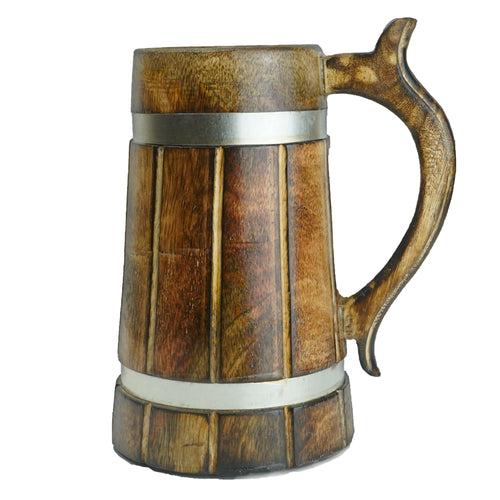 SuperGeneriX Beer Mug | Wooden Beer Mug | Craft Beer Mug | Barrel Shaped Jumbo Mug | Natural Beer Mug | Unique Beer Mug (Light Brown)