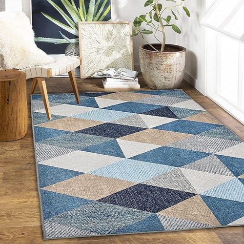 Washable Area Rug, Microfiber Material, Non-Slip Carpet for Living Room, Foldable Floor Cover, Machine Washable Rug for Bedroom & Office
