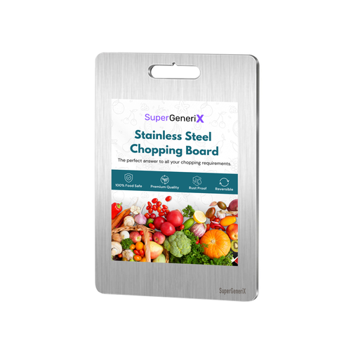 SuperGeneriX Large Premium (36x25 cms) Stainless Steel Chopping Board | Heavy Duty Countertop Cutting Board for Kitchen Use: Fruits, Vegetables & Meat | Rust-Resistant, Durable, Easy to Clean
