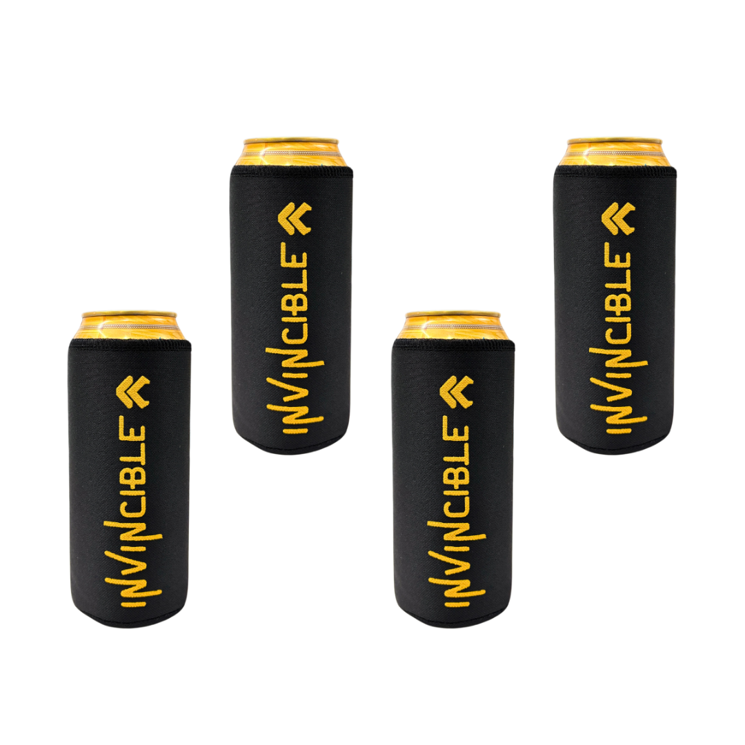 Outer Woods Insulated Beer Can Cooler Sleeve - Set of 4 | Fits 500ml Beer Can | Beer Can Cover (Coozie) with Easy Grip Band & Padded Fabric