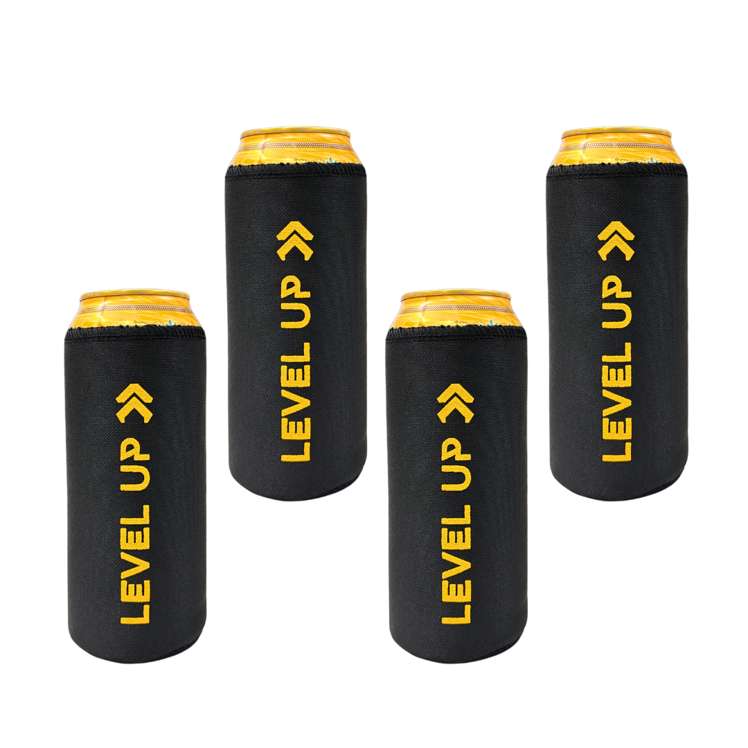 Outer Woods Insulated Beer Can Cooler Sleeve - Set of 4 | Fits 500ml Beer Can | Beer Can Cover (Coozie) with Easy Grip Band & Padded Fabric