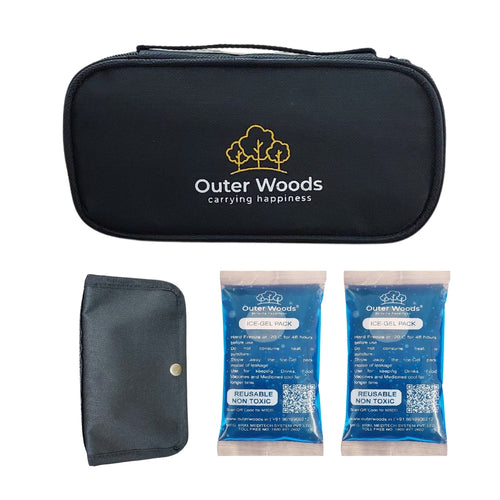 Outer Woods Insulin Cooling Travel Pouch with Two Ice Gel Packs, Cold Pack for Insulin, Insulin Carrier Bag, Keeps Insulin Safe and Cool for 6 to 8 Hours