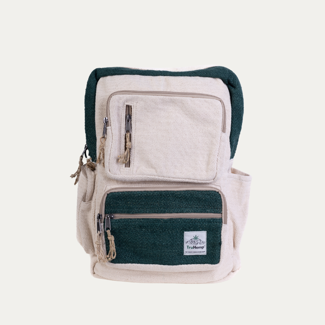 TruHemp Handmade Multi-Pocket Hemp Backpack– Durable & Spacious Backpack with Zippered Compartments, Adjustable Straps for Travel, and Outdoor Activities