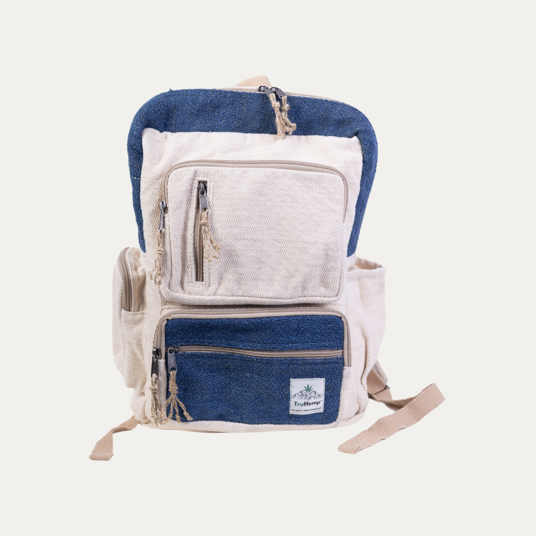 TruHemp Handmade Multi-Pocket Hemp Backpack– Durable & Spacious Backpack with Zippered Compartments, Adjustable Straps for Travel, and Outdoor Activities