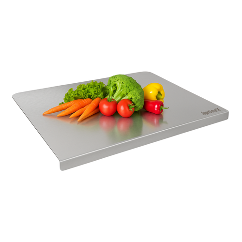 SuperGeneriX Premium 36x30 cms Stainless Steel Chopping Board with L-Shape Lip | Heavy Duty Countertop Cutting Board for Kitchen Use: Fruits, Vegetables & Meat | Rust-Resistant, Durable, Easy to Clean