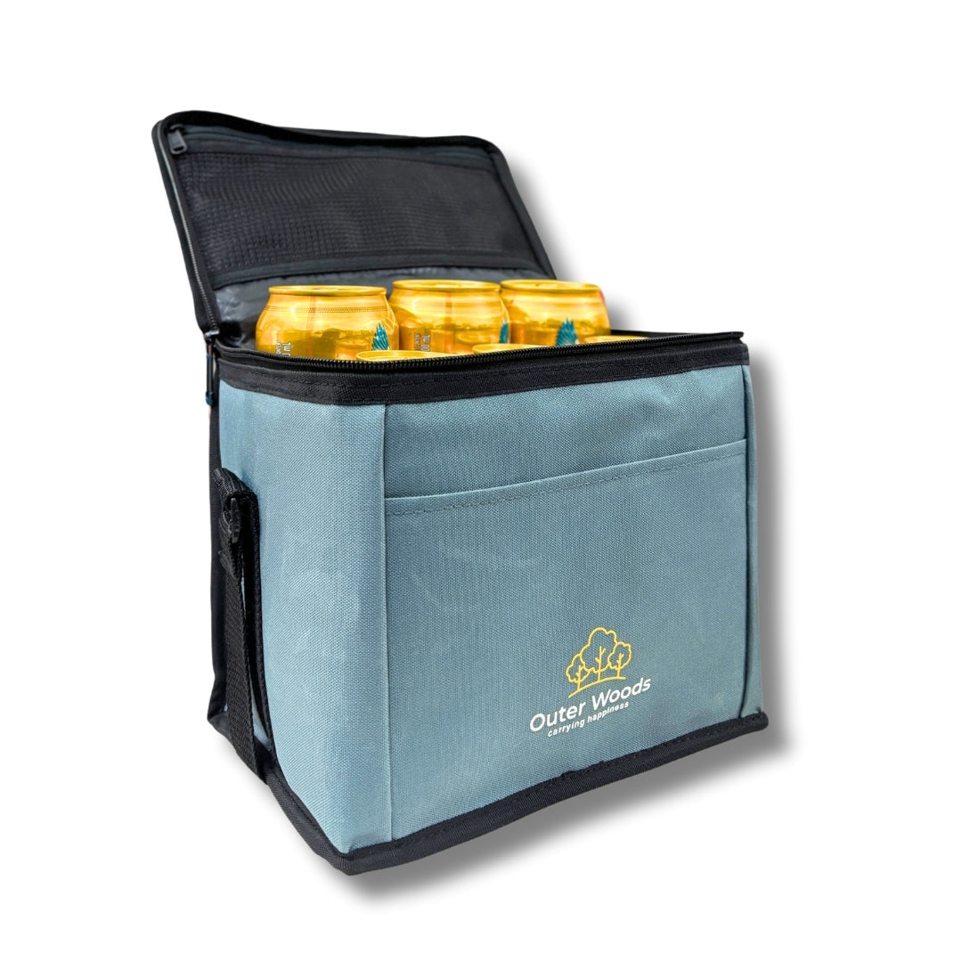 Outer Woods Insulated 6 Can Cooler Bag, Fits 6 x 500ml Beer Cans, Keep Cans Cool for up to 10 Hrs, with 2 Units of Ice Gel Packs