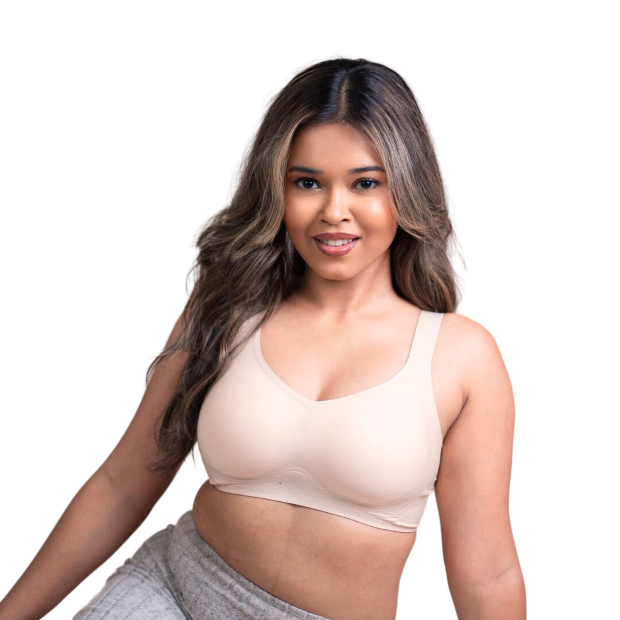 Seamless Padded Support Bra for Women Nylon & Spandex, Thick & Adjustable Straps, Back Hook Closure
