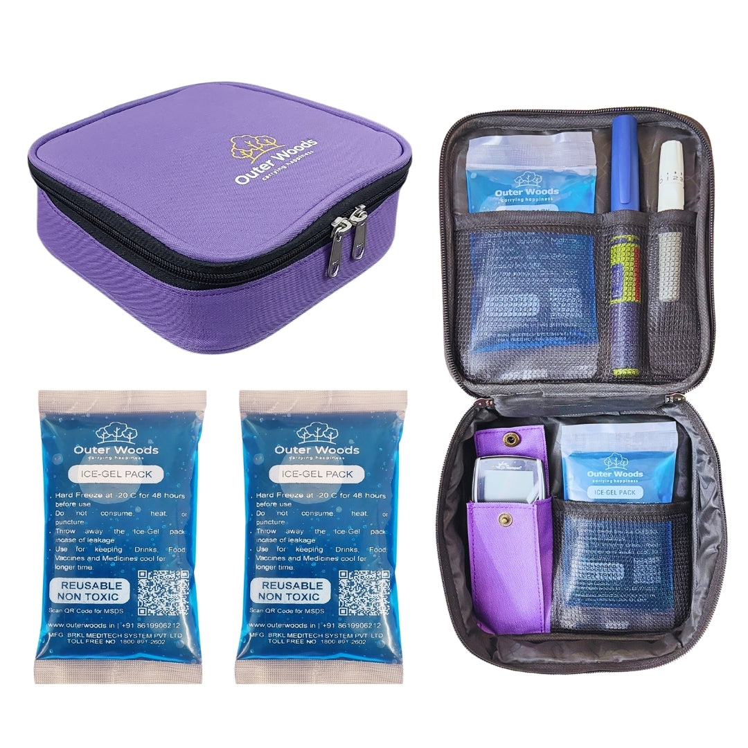 Outer Woods Nylon Insulin Cooling Travel Bag with Two Ice Gel Packs, Keeps Insulin Cool and Safe for 6 to 8 Hours, Insulin Cooler Travel Pouch