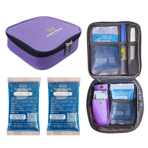 Outer Woods Nylon Insulin Cooling Travel Bag with Two Ice Gel Packs, Keeps Insulin Cool and Safe for 6 to 8 Hours, Insulin Cooler Travel Pouch