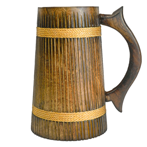 SuperGeneriX Beer Mug | Wooden Beer Mug | Craft Beer Mug | Barrel Shaped Jumbo Mug | Natural Beer Mug | Unique Beer Mug (Light Brown)