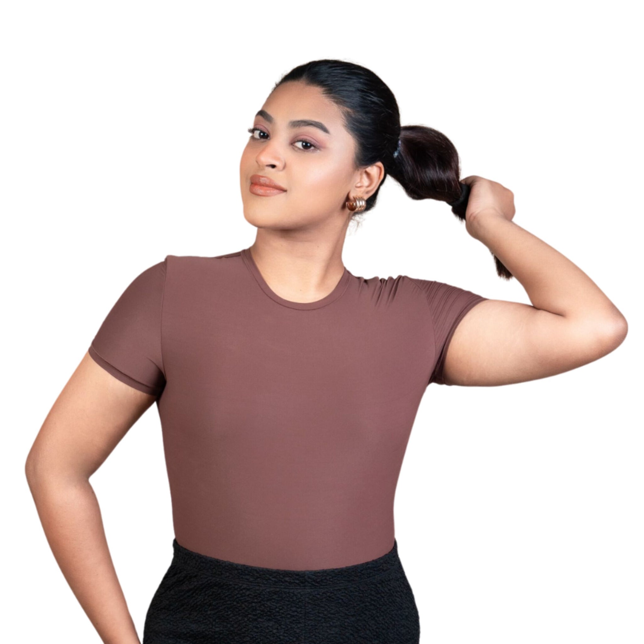 Sculpting Stretchable Body Suit for Women Short Sleeve Round Neck Body Suit Breathable & Comfortable