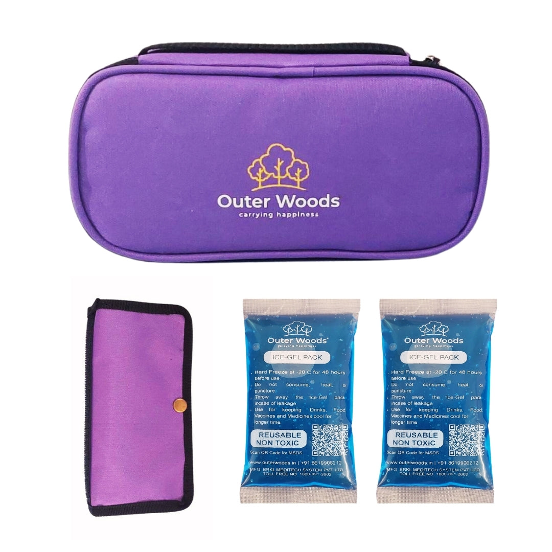 Outer Woods Insulin Cooling Travel Pouch with Two Ice Gel Packs, Cold Pack for Insulin, Insulin Carrier Bag, Keeps Insulin Safe and Cool for 6 to 8 Hours