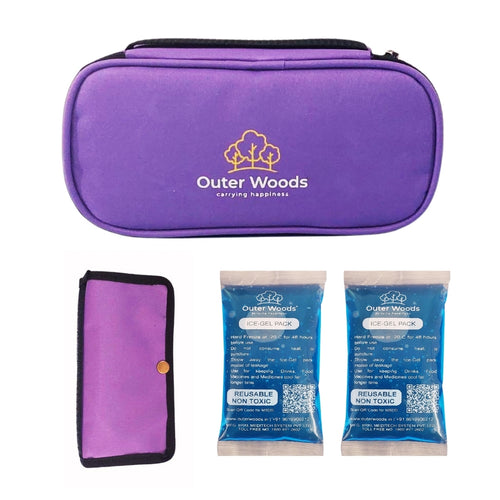 Outer Woods Insulin Cooling Travel Pouch with Two Ice Gel Packs, Cold Pack for Insulin, Insulin Carrier Bag, Keeps Insulin Safe and Cool for 6 to 8 Hours
