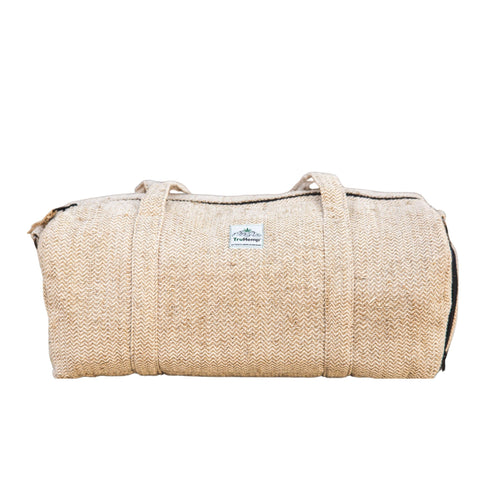 TruHemp Hemp Duffle Bag– Natural Travel Gym Bag with Shoe Compartment, Durable 30L Capacity with Dual YKK Zippered Sections