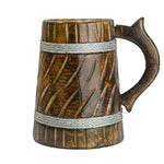 SuperGeneriX 350ml Handmade Wooden Beer Mug, Mango Wood with Sheesham Finish, Barrel Style, Lightweight & Durable, for C